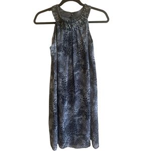 WHBM Gray Jeweled Animal Print Party Dress